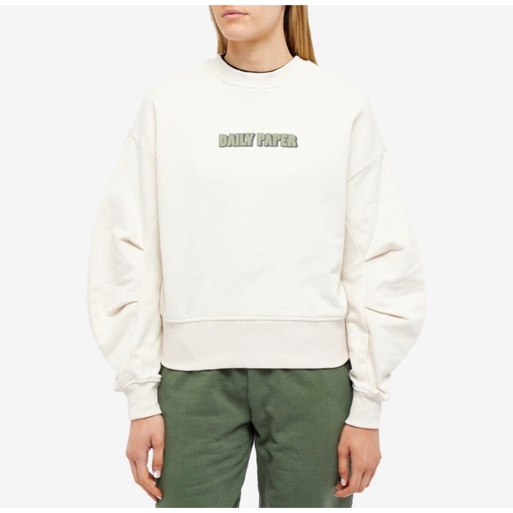 NWT Daily Paper Patudi Sweatshirt White Sand XXL 2311127 Logo Sweatshirt Women